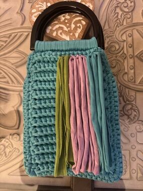Bonito Bolso Handmade Teal Crochet Fringe Tote Bag for any cellphone by Yvonne